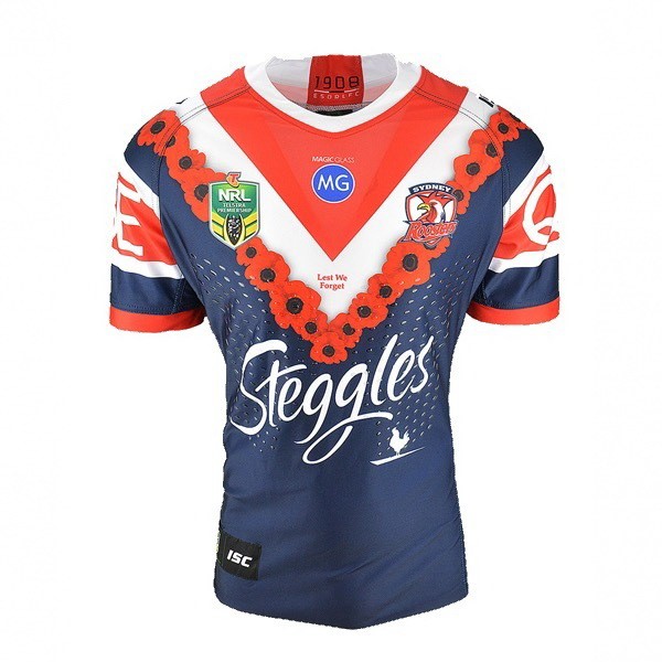 Maillot Rugby Sydney Roosters Anzac 2018 Bleu